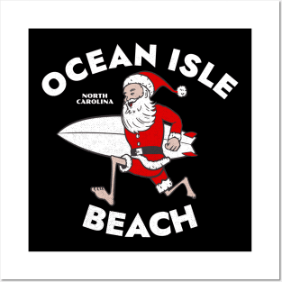 Ocean Isle Beach, NC Christmas Vacationing Skiing Santa Posters and Art